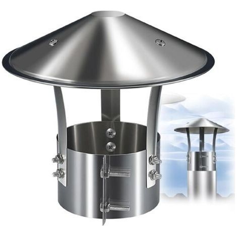 Chapeau de Cheminée, Couvercle de Cheminée, Acier Inoxydable Chapeau Conduit de Fumée, Chapeau de Pluie pour échappement Cheminee Ou Fumisterie Poele Exterieur Tubage(90mm/3.5 in) (1/4)