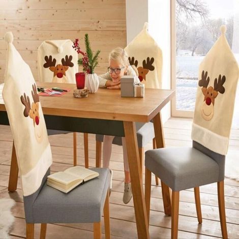 Chair cover, 1 piece reindeer seat cover as Christmas decoration, chair cover for Christmas seat covers, Christmas hat seat cover (1/5)