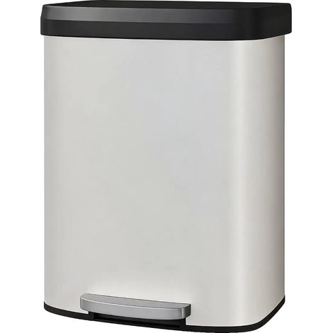 Mülltonne, 60 Liter Fassungsvermögen, Edelstahlmaterial, Fußbetätigung, sanft schließender Deckel, geruchsresistent (1/5)