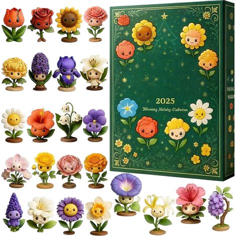 Blumen-Adventskalender 2025, 24 2D-Acryl-Anhänger für Frauen, Teenager und Jungen