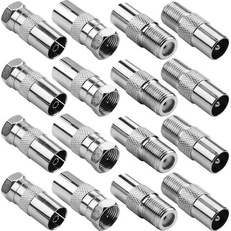 Adaptateur Antenne TV à F, Connecteurs de Câble Coaxial, Adaptateur d'Antenne TV Mâle vers Femelle, Connecteurs de Câble Satellite T V, Compatible avec Prises Multimédia et Appareils Numériques (1/5)