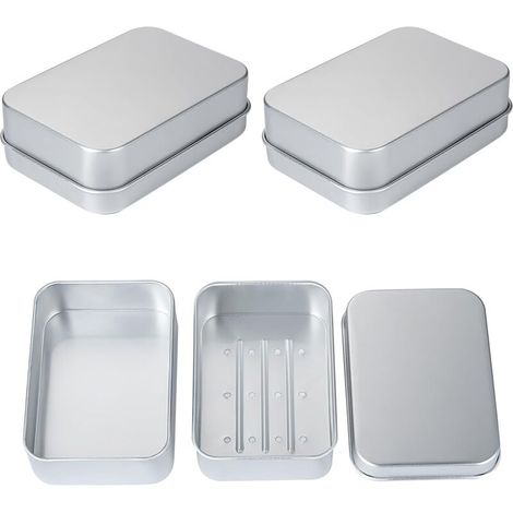 Paquet de 3 porte-savon en aluminium, porte-savon en aluminium avec plaque de vidange, porte-savon de voyage pour le stockage du savon à la maison et en voyage, étanche et résistant à l'h (1/5)