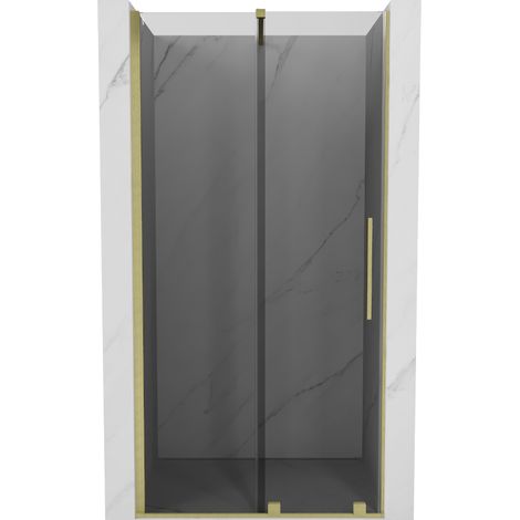 Mexen Velar Duschabtrennung Schiebetür 100 cm, Graphit, gebürstetes Gold - 871-100-000-41-55 (1/5)