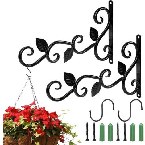 2pièces Crochet de Suspension pour Plantes Crochet de Suspension Mural Panier Suspendu Plante Support Plante Mural Balcon avec Vis S-crochet pour Extérieur Intérieur Pot de Fleur Jardin Lanterne (1/5)