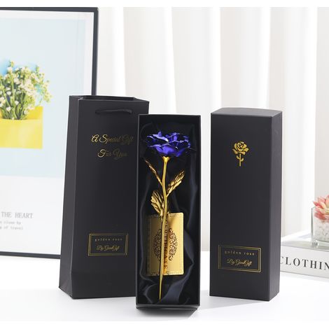 Coffret Cadeau Rose en Feuille d'Or pour Fête d'Anniversaire ou Cadeau pour Petite Amie - Rose Artificielle en Boîte (1/5)