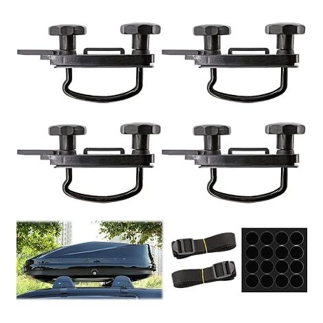 Set of Roof Box Mounting Brackets U-Shaped Wall Mount Universal Roof Box Mounting Kit - with Locking Nuts and Bandages (1/5)