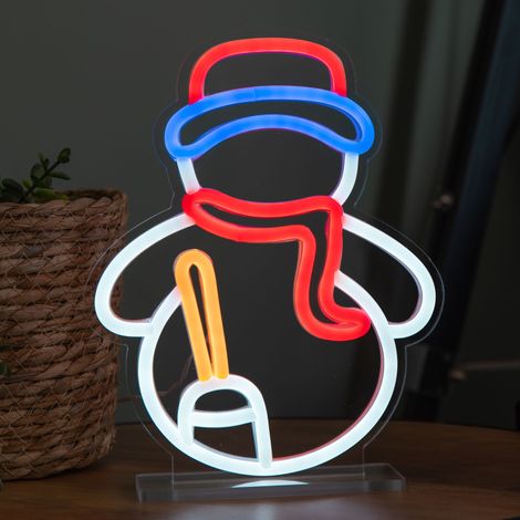 24cm Light up Christmas Snowman Table Top Neon Sign (1/5)