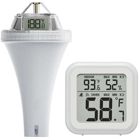 Thermomètre Flottant sans Fil pour Piscine avec Triple Écrans LCD Moniteur de Température de l'Eau Extérieure pour Piscine, Aquarium, Étang (1/4)
