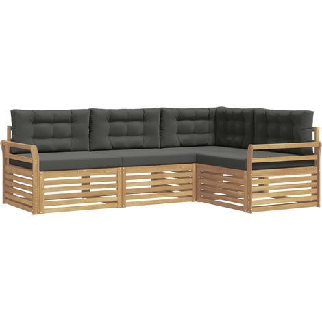 Set di divani da esterno 4 pz Bianco e Antracite Poliestere vidaXL (1/5)