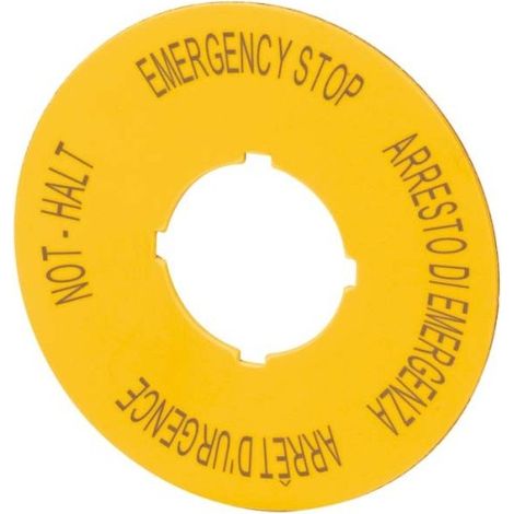 Eaton placa de emergencia NOT-HALT amarilla 60 mm