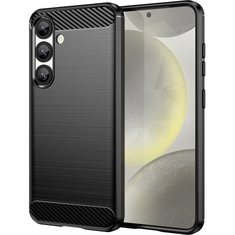 Custodia in silicone per Samsung Galaxy S25 Edge, custodia in fibra di carbonio - nera (1/5)