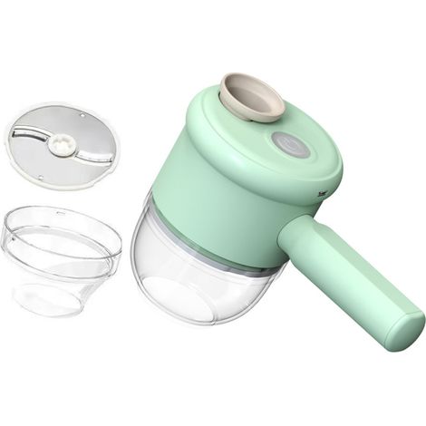 Hachoir électrique portatif 2-en-1 pour ail, légumes, piment, oignon, céleri, gingembre et viande   Broyeur à ail et coupe-légumes manuel, robot culinaire compact multifonction. (1/5)