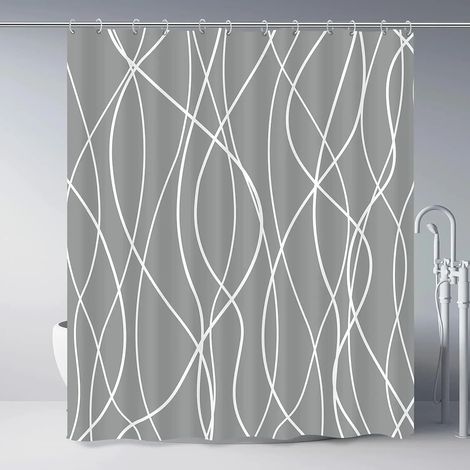 Filiyano-Rideau de douche moderne à rayures noires et blanches ondulées, rayures dégradées, rideau de douche décoratif pour salle de bain, 120 x 180