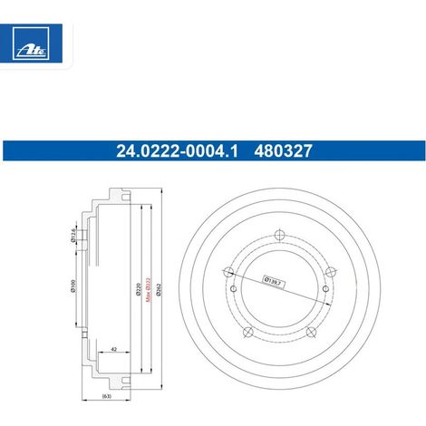 Lot de 2 Tambours de frein ATE 24.0222-0004.1 SUZUKI 43511-81A00 43511-81A01