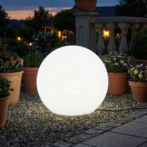 Kugelleuchte 40 cm breit 35 cm hoch IP65 Weiß E27 rund 6500 K tageslichtweißes Licht 600 lm