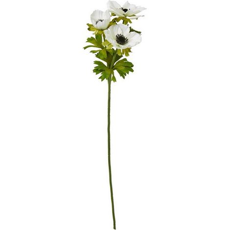 Anemone Spray (Single Stem Flower) - Plastic - Height 56 cm - White