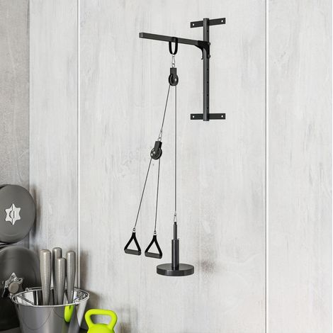 Sistema de polea 50x20,5x10 cm de acero negro para gimnasio en casa, fácil de montar - MEUBLIV (1/5)
