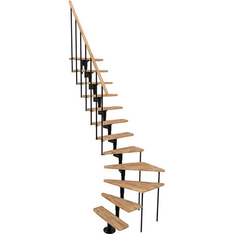 Scala a quarto di giro 8 gradini - Altezza raggiungibile 1.48 a 1.87mm - Struttura nera e gradini in colore faggio - JOKER-L-SNMHET-8