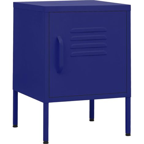 Nightstand Set of 2 Navy Blue Steel 35 x 35 x 51 cm Nightstand vidaXL