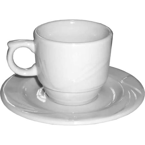 KORMAX taza cafe con plato porcelana 1259 , Plato y taza café porcelana 1259. -Material: porcelana. -Resistentes al calor, aptos para horno hasta 300 °C, congelador hasta menos 15