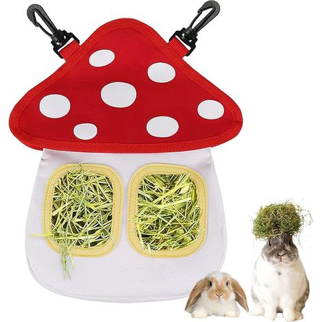 Hay Rack, Bag Hay with 2 Beams, Feeder for Hamster Chinchilla (White, M) (1/5)