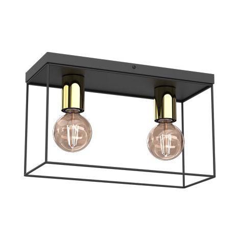 Plafonnier rectangulaire noir-or Homen 2xE27 Luminex