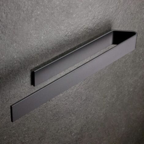 1 Pièces Porte Serviette Salle de Bain sans PerçPorte-Serviette Auto-Adhésif Porte Serviettes Murale À Coller 40cm Design Moderne Noir Mat