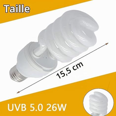 Reptile Bulbs Turtle Bulb for Aquatic Turtles Tropical Terrarium Lamps Calcium Supplement for Rainforest Amphibians Lizard Snake (UVB5.0 26W) (1/4)