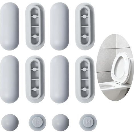 Tampons de siège WC, pads amortisseurs pour abattant, tampons pour siège et abattant, atténuateurs de bruit pour sièges bois/plastique, auto-adhésifs (1/5)