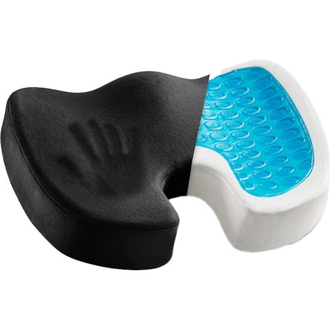 1 Coussin ergonomique, mousse à mémoire de forme, infusion de gel, soulage douleurs lombaires, housse lavable, bureau voiture (1/5)