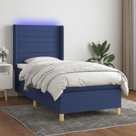 Boxspringbett mit Matratze & LED Blau 100x200 cm Stoff (1/5)