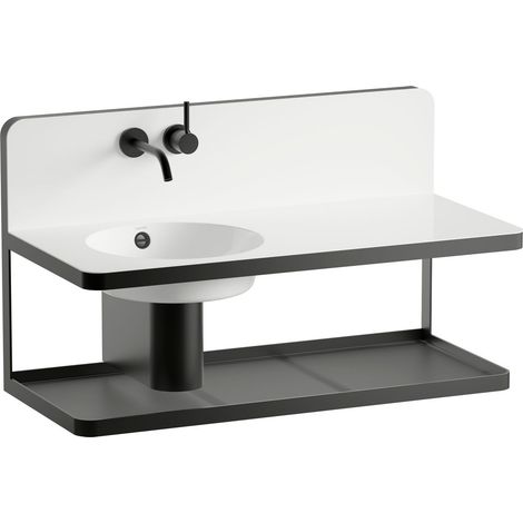 LAUFEN STEEL19 Plan de toilette, suspendu, tablette à droite, (1/2)