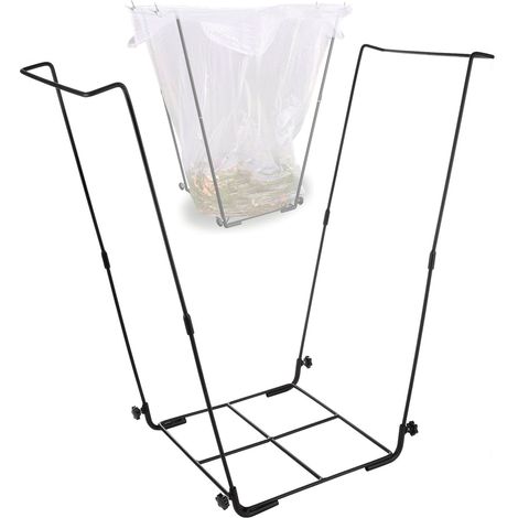 1 support de sac poubelle de jardin, support de sac poubelle en métal pour sacs de 30 à 40 gallons pour feuilles, Multi-usage en extérieur, désherbage (1/5)
