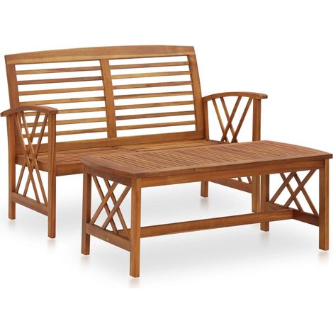 Salon de jardin 2 pcs Bois d'acacia solide 2 (1/5)
