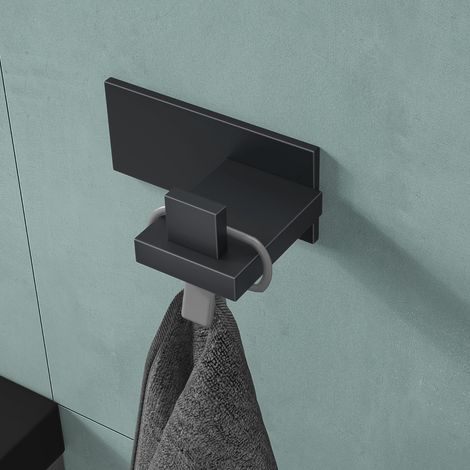 Mai & Mai Kleiderhaken 1 Stück Wandgarderobe Wandhaken aus Edelstahl Garderobenleiste Garderobenhaken 8cm Matt schwarz Stalo-06