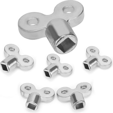 6 Pièces Laiton Clés de Vanne de Radiateur et Plomberie, Clé de Trou de Purge et Verrouillage d'air Pour Radiateurs et Robinet (Argent) (1/5)