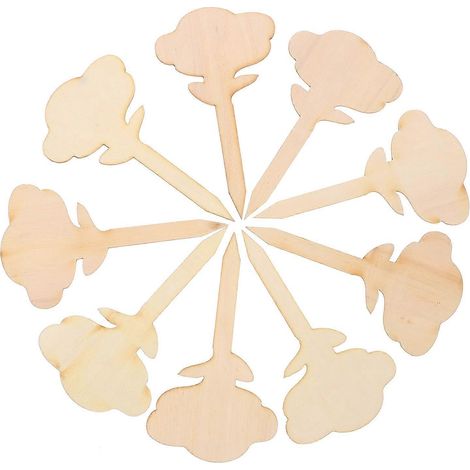 [RM] Étiquettes en bois pour plantes, marqueurs de jardin, 50 pièces, kaki, motif fleurs (1/2)