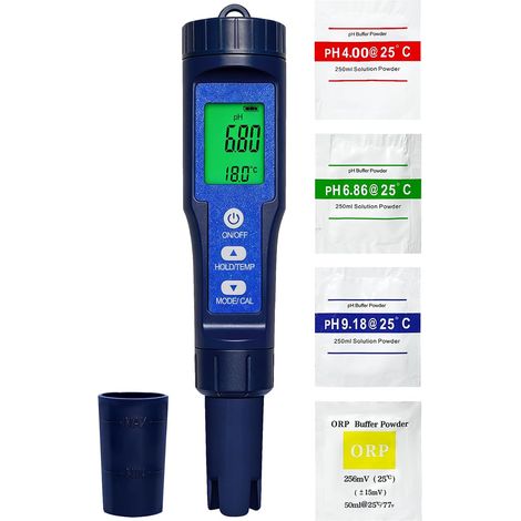 pH Chlore Mètre 10 en 1,Testeur pH Chlore TDS EC SALT ORP S.G H₂ Résistivité Température, batterie Li 300 mAh rechargeable, Tester pour piscine, spa, eau potable, aquarium, RO (1/5)