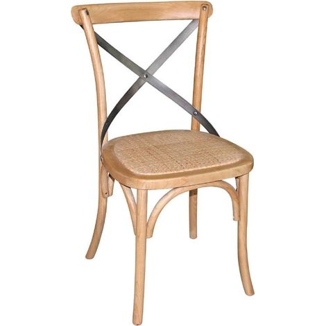 Chaises en Bois Naturel avec Dossier Croisé - Lot de 2 - Bolero (1/5)