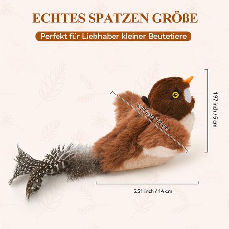Jouet interactif pour chat en forme d'oiseau réaliste avec capteur de mouvement et herbe à chat (1/5)