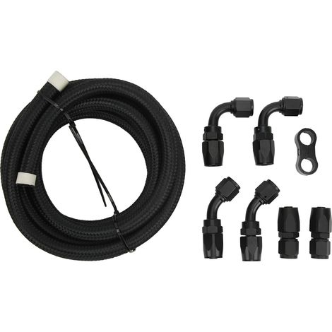 3 Meter Kraftstoffschlauch, AN6 Aluminium-Adapter-Anschlussset, nylonummantelter Schlauch für Kühlmittel, Diesel, Hydrauliköl (1/5)