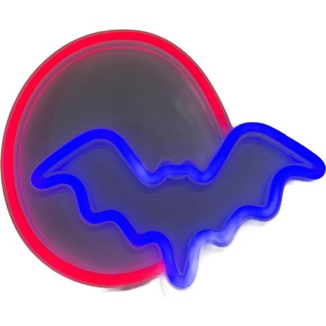 Enseigne lumineuse néon Halloween Lune et Chauve-souris, LED, alimentée par batterie USB, pour décoration murale chambre, bar, fête, cadeau pour enfants (1/5)