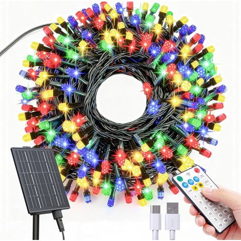 Guirlande Lumineuse Exterieure Solaire 32m 300LED Guirlande Solaire 19 Modes IP65 Guirlande Lumineuse Exterieure Balcon Gardin Sapin (1/5)