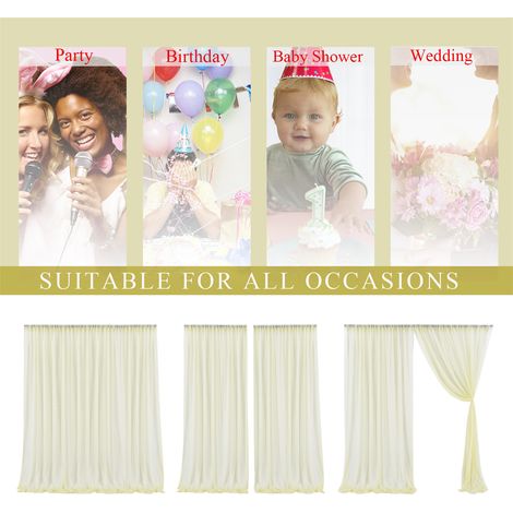 Lot de 1 voile en tulle beige clair 1,5x2,5m (5x8ft) pour décoration de fond de mariage, fête, accessoire de cérémonie, livré sous vide depuis l'entrepôt multi-articles. (1/5)
