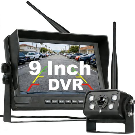 Kit de Caméra de Recul Sans Fil avec Moniteur 9 Pouces DVR - Vision Nocturne, Étanche et Alerte d'Angle Mort pour Camion, Camping-Car, Bus et Remorque 12-24V (1/5)