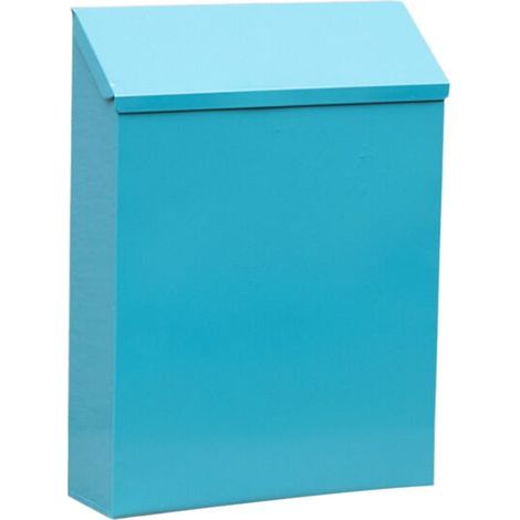 Wall-mounted mailbox/delivery box with lock, metal mailbox/newspaper rack box, suitable for exterior decoration - blue (1/5)