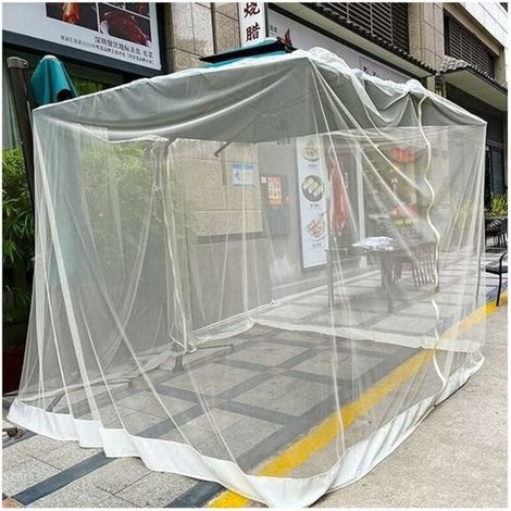 Moustiquaire pour parasol de terrasse de 7,5 à 11 pieds/300 x 230, écran de parapluie en maille de polyester, moustiquaire universelle pour parapluie avec porte à fermeture éclair et corde réglable, c (1/4)