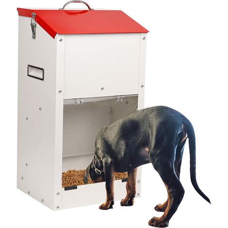 Automatic Dog Feeder for Large Dogs - Capacity 11 kg with Lid to Protect Food, Rodent Proof Design, Suitable for Outdoor Use