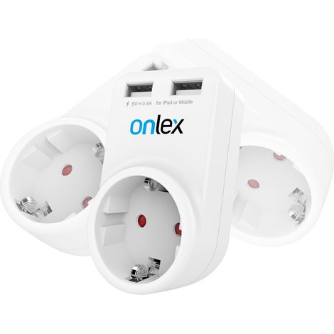 ADAPTADOR 230V + 2USB GIRATORIO 360Âº ONLEX (1/2)
