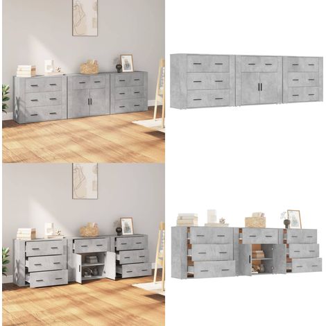 Sideboards 3 Stk. Betongrau Holzwerkstoff - Sideboard -  Sideboards - Home & Living (1/5)